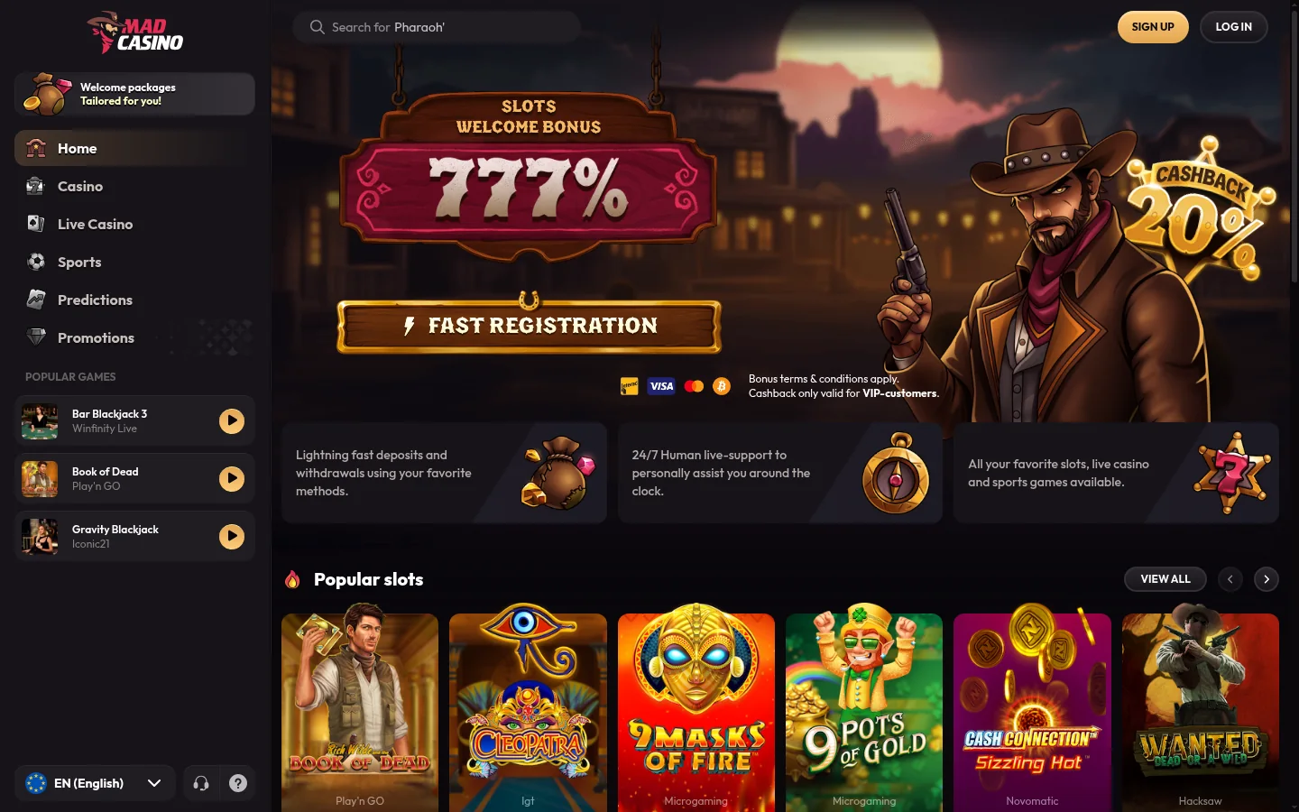Home page of Mad Casino